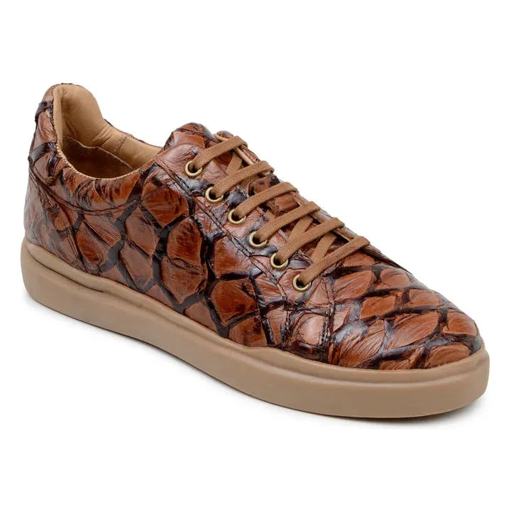 Belvedere Kingstone: Lussuose Sneakers in Pirarucu Antico, un Sogno Italiano.