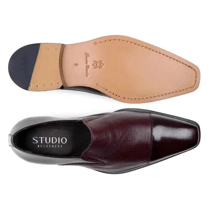 ANDREO: Eleganza Borgogna in Pelle di Daino Italiana per Uomo Belvedere，Calzature Esclusive.